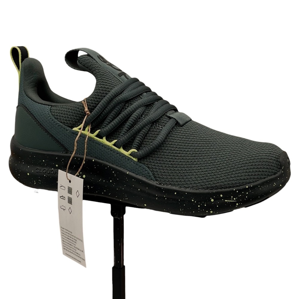 Adidas Big Kids Lite Racer Adapt 7.0 Slip-On Shoes Size 5 Carbon Lime Dark Green